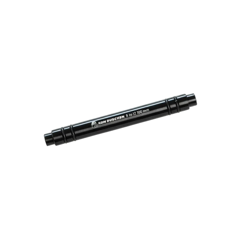 Schwarzer, zylindrischer 12×100 mm Schnellspanner-Adapter für Fahrradachsen.