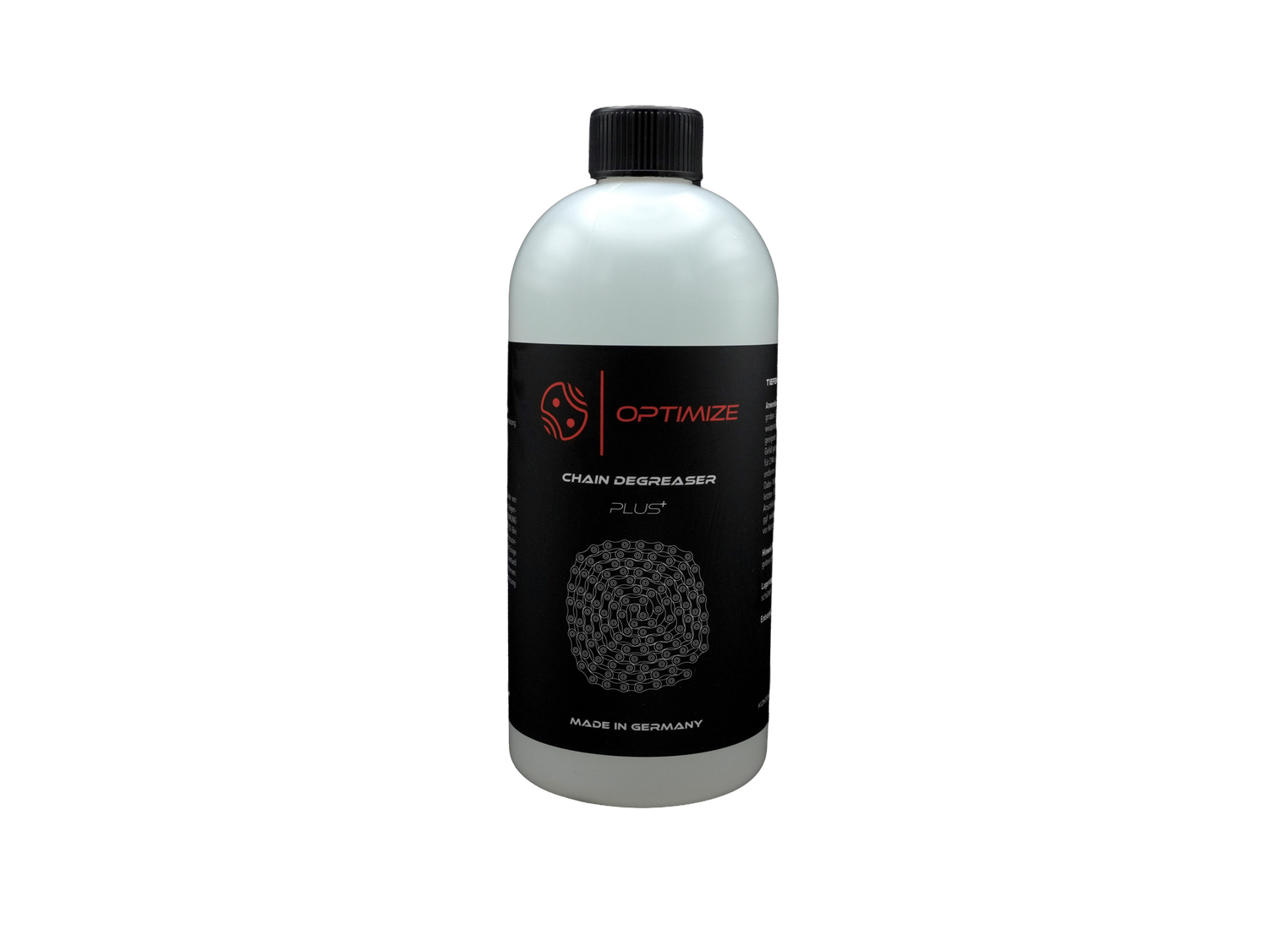 Eine weiße Flasche mit schwarzem Schraubverschluss und der Aufschrift 